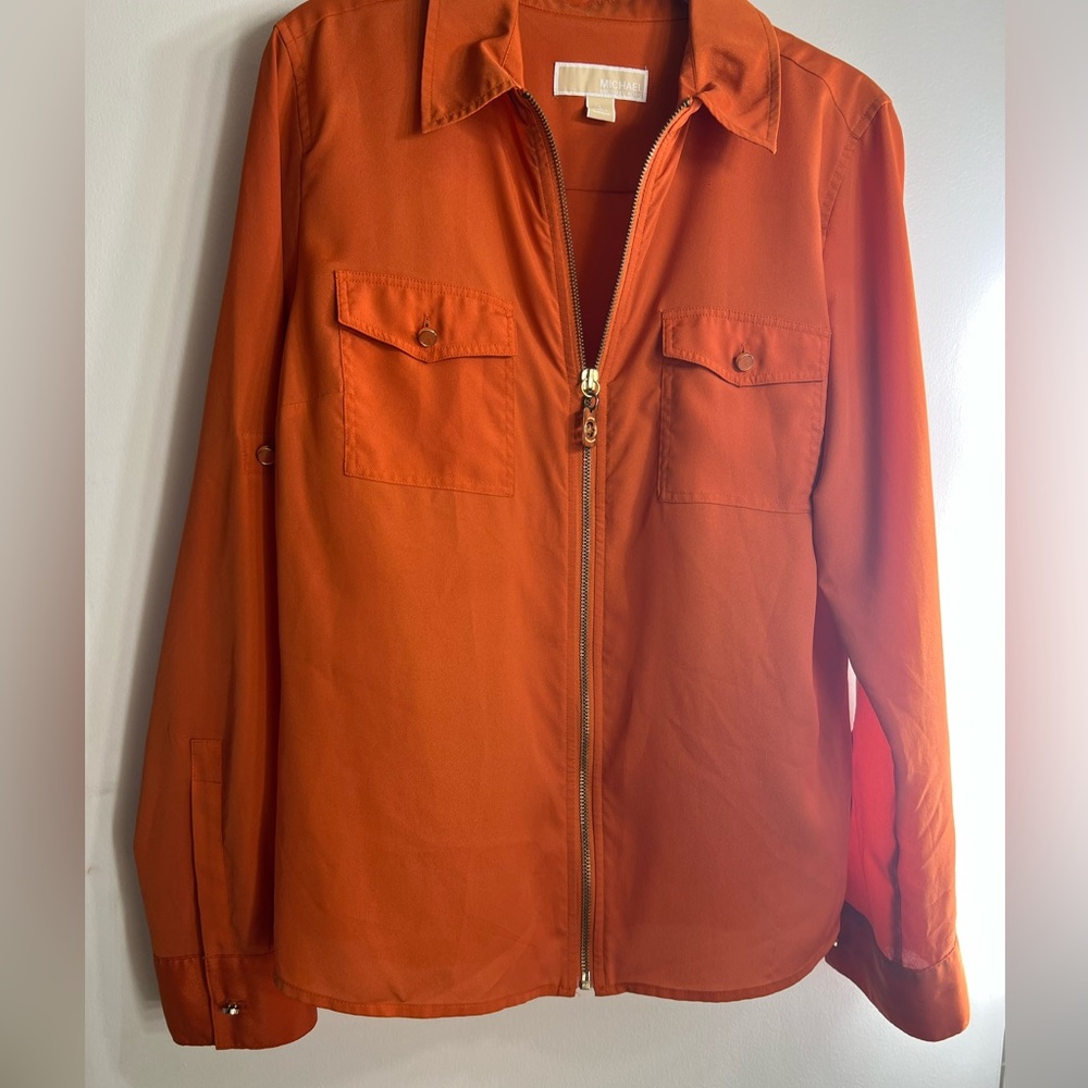 MICHAEL KORS (MK) orange zip shirt/jacket (shacket) sz large/NWOT